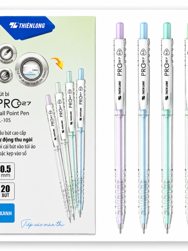 Bút bi Thiên Long Pro 027 0.5mm Xanh (Hộp 20 bút)